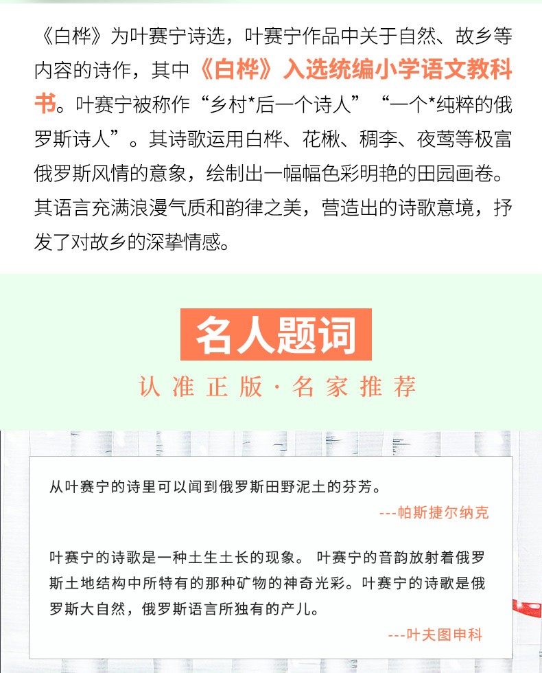 白桦诗集叶赛宁的抒情诗统编版小学语文教科书同步阅读书系四年级下册