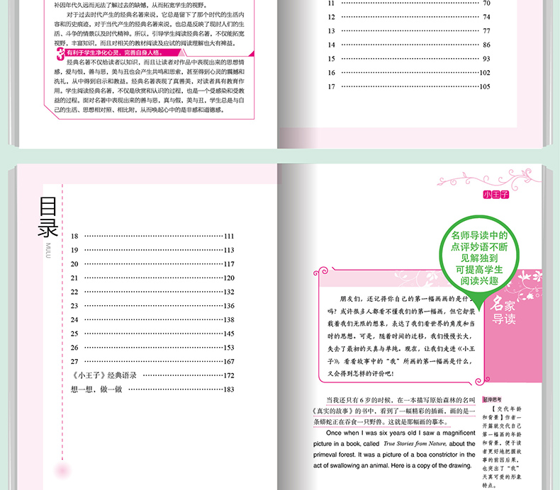 小王子中英文版圣埃克苏佩里原版世界名著名师点评中小学生新课标无障碍阅读学生成长必读经典名著书籍HD