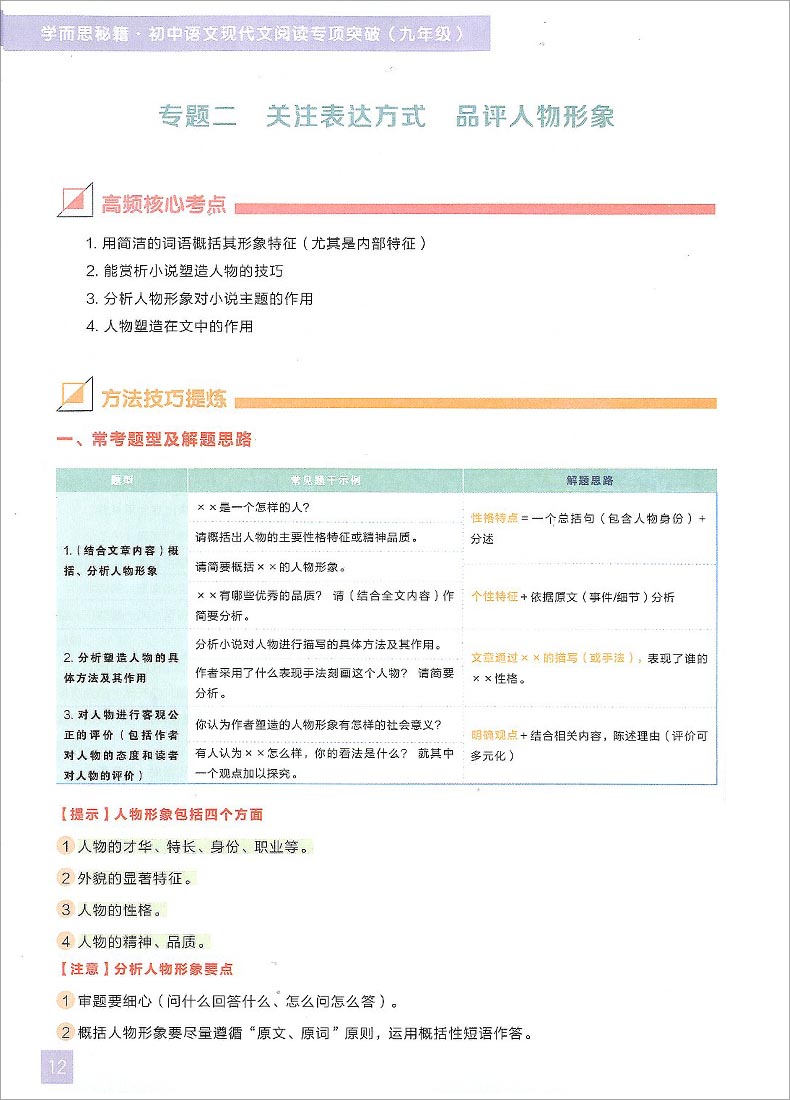 2019学而思秘籍初中语文现代文阅读+文言文阅读 专项突破九年级(2册)初三语文阅读练习题