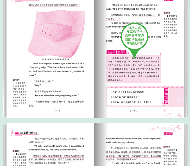 小王子中英文版圣埃克苏佩里原版世界名著名师点评中小学生新课标无障碍阅读学生成长必读经典名著书籍HD