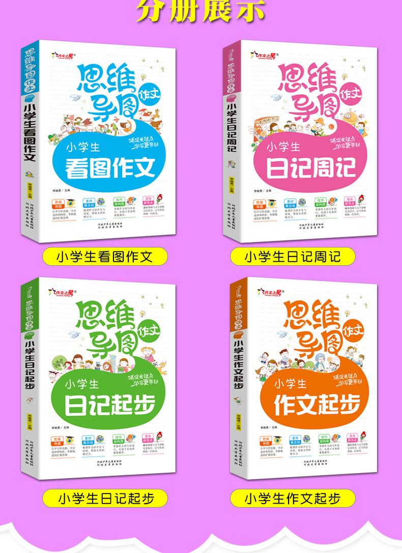 思维导图作文注音版共6册 小学生看图作文日记起步日记周记一句话作文 班主任推荐 小学作文辅导作文导入门辅作文提高写作技巧书籍