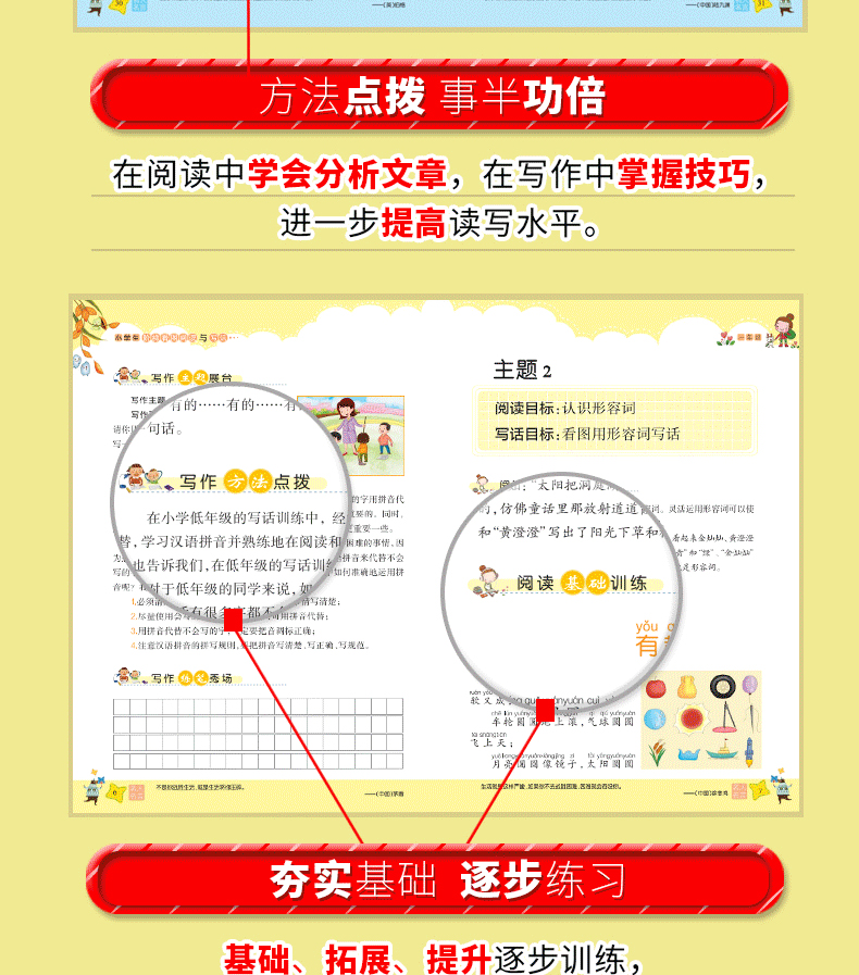 共6册小学生阶梯看图阅读与写话2册+小学生阶梯阅读与写作4册 1-6年级语文课外阅读理解黄冈作文书同步训练课外大全辅导作业天天练