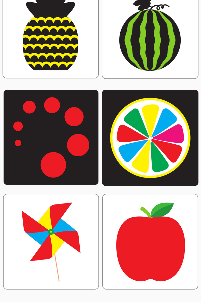 彩色卡片图片01岁初生婴儿幼儿益智颜色认色识别认知卡识图智力开发书