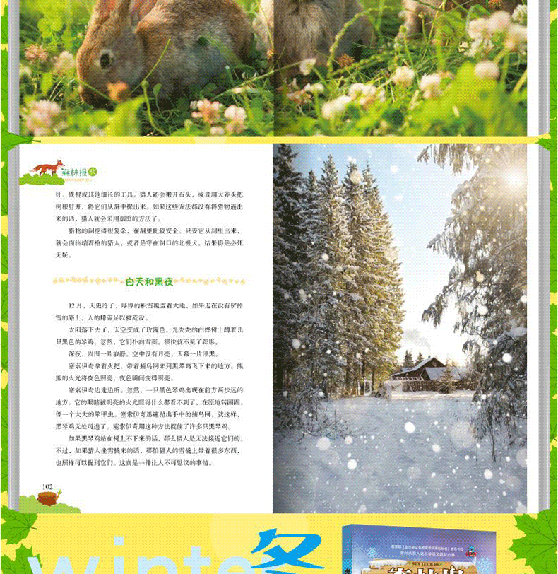 【学校指定】森林报春夏秋冬全四册 五年级课外书必读全套上册8-10-12-15岁正版 小学生二年级四年级看课外阅读经典书目 非注音版