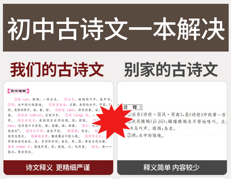 初中生必背古诗文61篇 古诗文诵读 中学生必备古诗词 七八九年级 语文教辅书籍初中生必背古诗文 61篇阅读辅导教材阅读开心教育