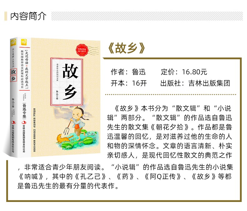 故乡鲁迅的六年级上册必读正版书籍/鲁迅杂文精选全集
