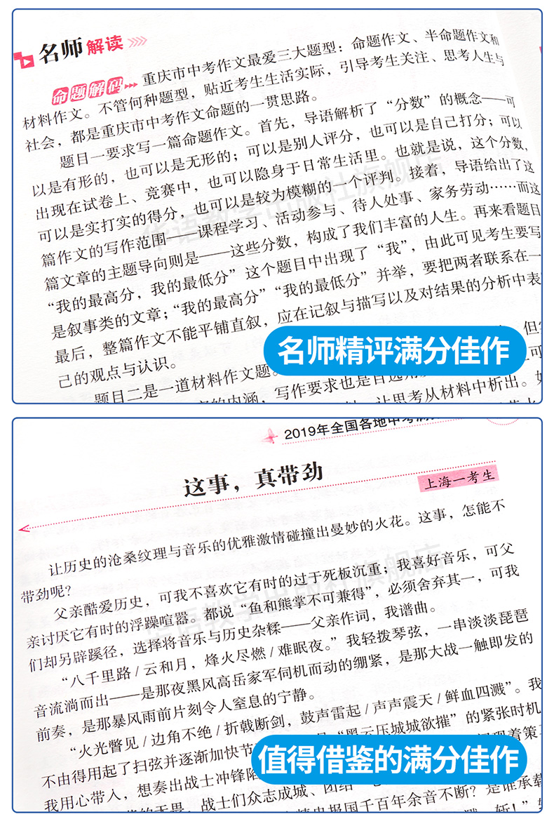 备考2020中考作文书特辑满分大全2019加厚初中生中学生作文辅导大全真卷议论文热点素材精选