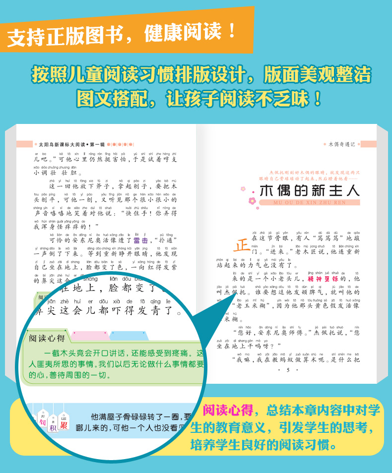 注音版木偶奇遇记海豚出版社太阳鸟新课海豚出版社太阳鸟新课标大阅读班主任推荐书 木偶奇遇记