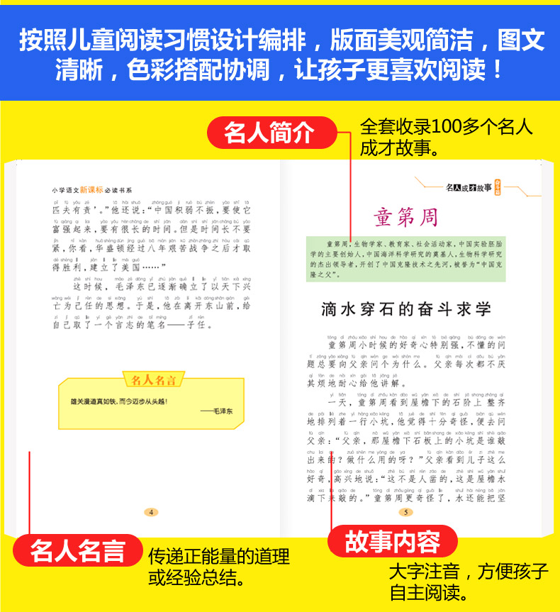 中外名人成才故事4册 小学生课外阅读书籍小故事大道理注音版