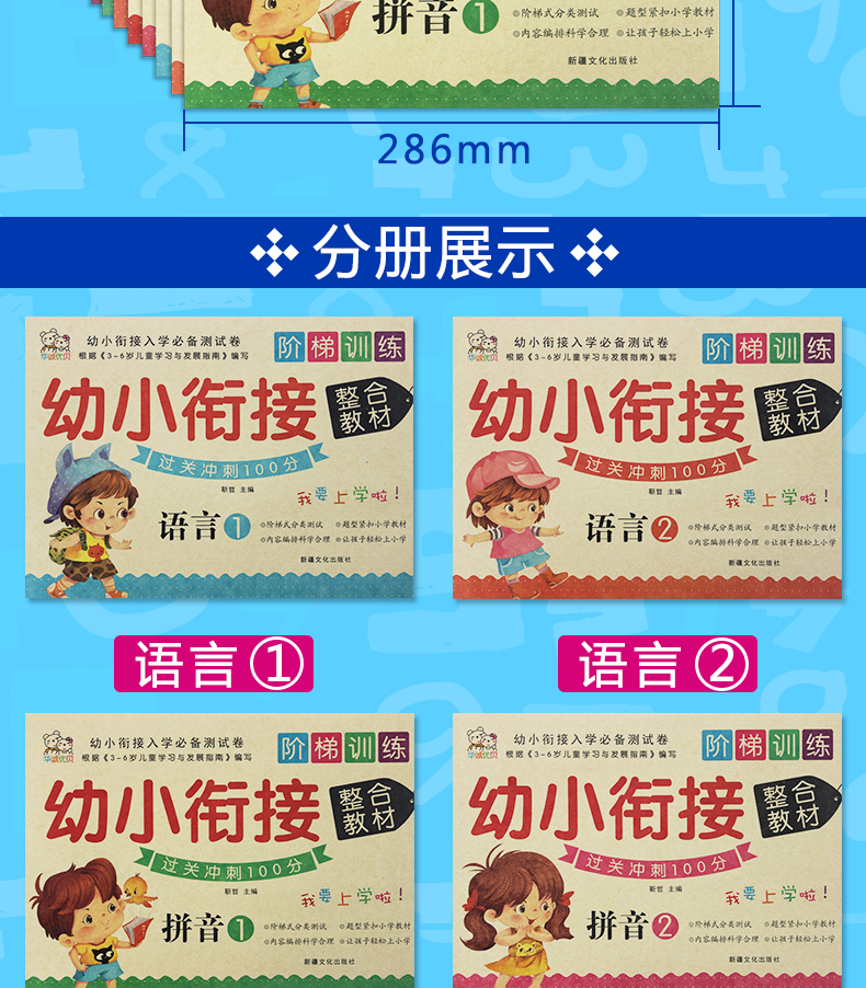 全10册 幼小衔接阶梯训练  幼小衔接整合教材语言 学前冲刺100分语言数学拼音 幼儿童入学准备