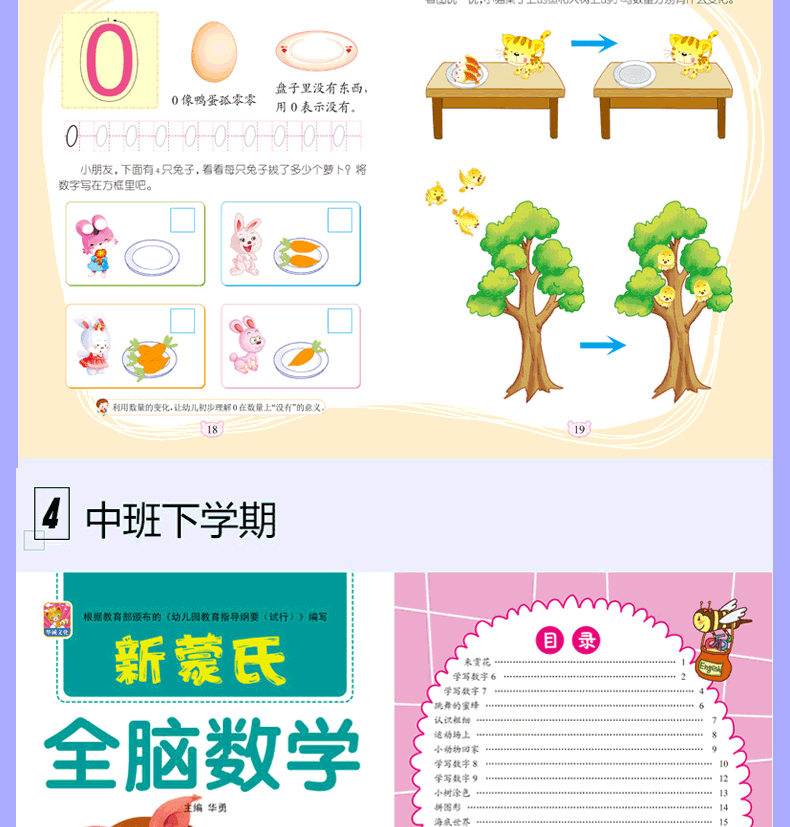蒙氏全脑趣味数学启蒙幼儿用书幼小衔接加减法书六岁幼儿园算术本小中大班学前班教材新蒙氏全套上下册幼儿早
