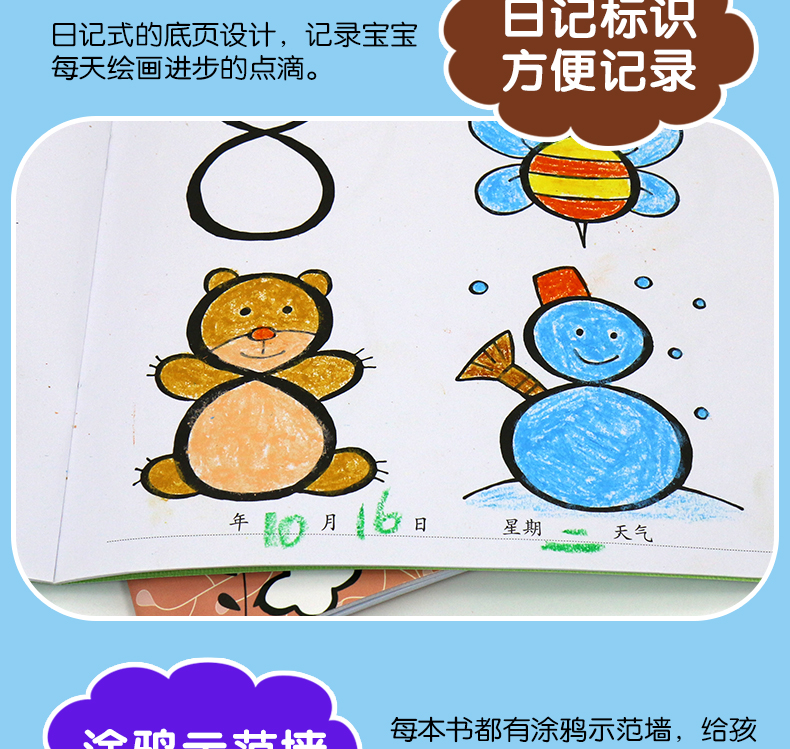 全套6册 巧巧兔儿童涂鸦画画本 数学创意画 简单画动物 3-6岁儿童启蒙认知书籍 宝宝想象力创造力