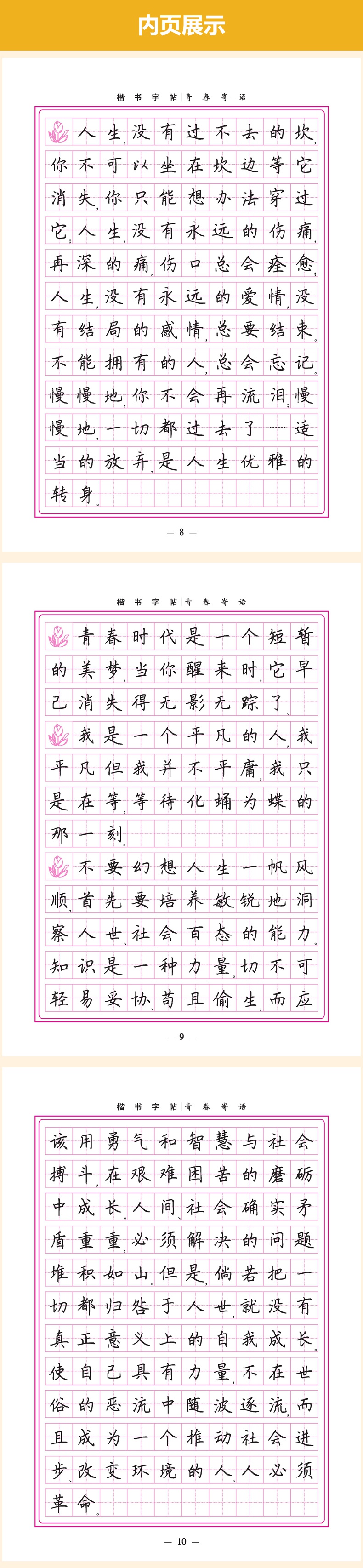 墨香中国 青春寄语 学生楷书实用字帖钢笔字帖 田英章主编 三四五六年级小学生趣味语文青春寄语书法练习