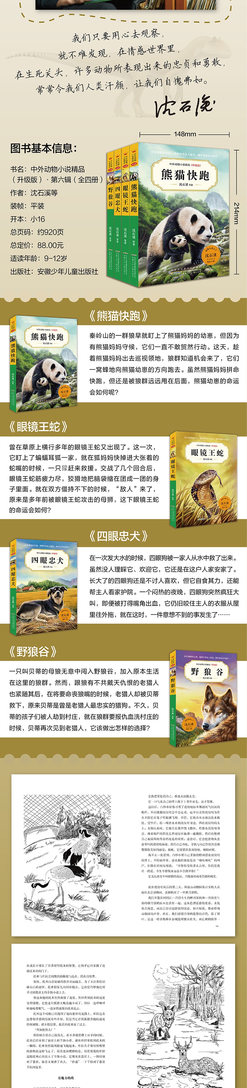沈石溪动物小说全集全系列8册中外动物小说正版小学生课外阅读的书籍儿童文学7-14岁