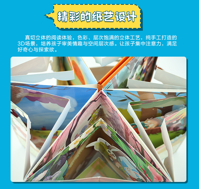 360度立体剧场童话书全4册 卖火柴的小女孩龟兔赛跑国王的新衣 0-3-6岁儿童3d立体书翻翻书