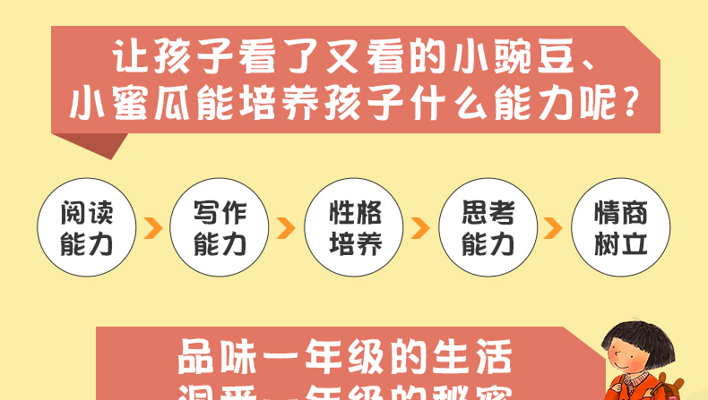 正版 全6册 商晓娜一年级入学指南 一年级的小豌豆/一年级的小蜜瓜/寒假/暑假 全彩注音版小学1年级儿童课外阅读书籍 青少年读物书