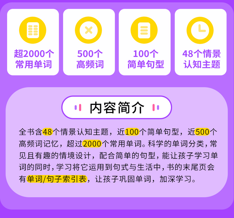 英语单词情景认知书+幼儿启蒙英语500词+英语启蒙100句 全套3册儿童英文早教有声绘本 幼儿园宝宝学英语教材读物大书3-5-6岁双语