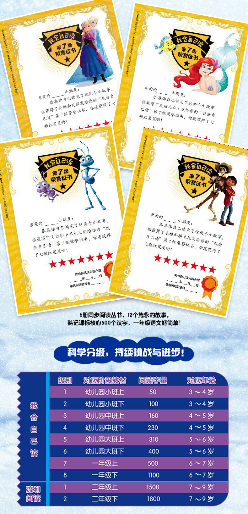  迪士尼学而乐我会自己读第7级 全套6册注音版幼小衔接分级阅读带拼音故事书 6-12岁 幼儿学前认知识字阅读启蒙早教读物