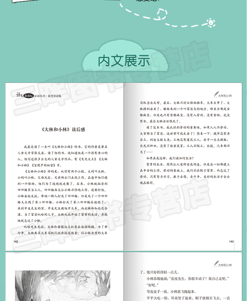 大林和小林 稻草人 寄小读者 宝葫芦的秘密 全4册 七八年级初中生名著 小学生五六年级课外阅读物