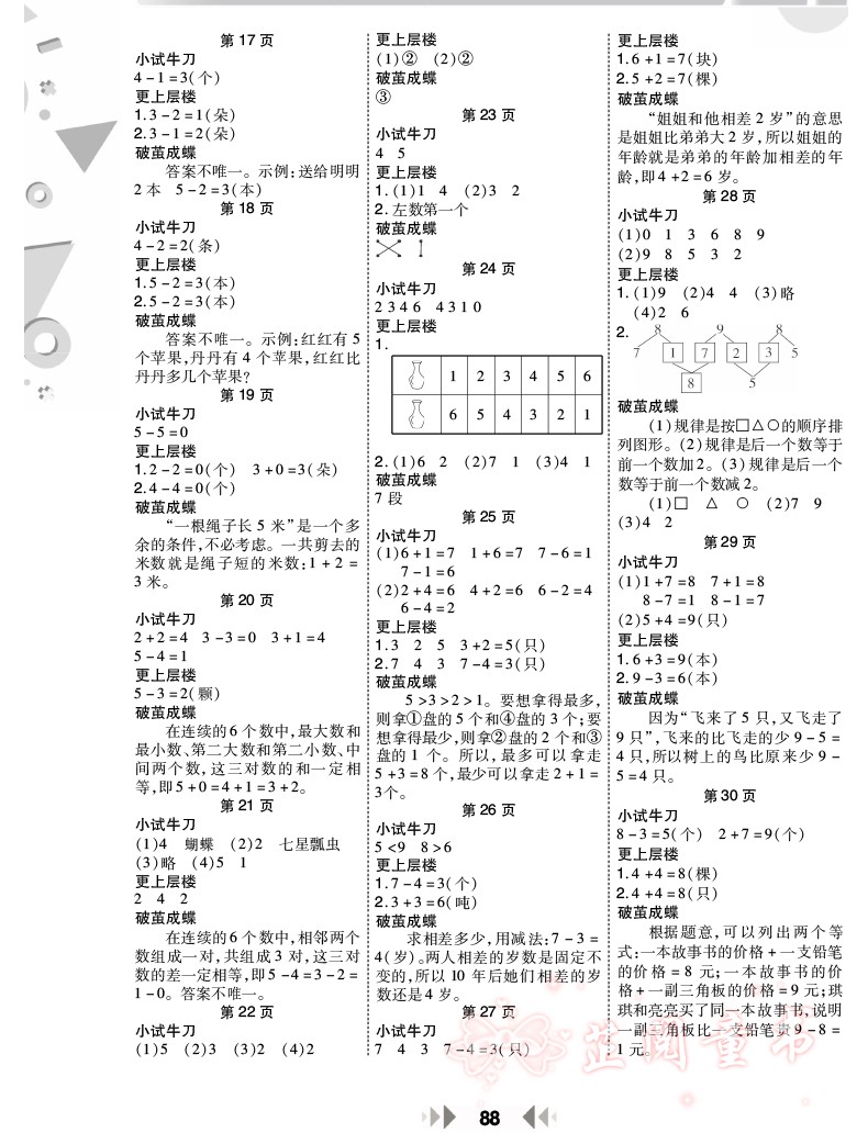 举一反三应用题高手一年级上 RJ/人教版 1年级上同步人教版数学应用题 小学一年级数学应用题