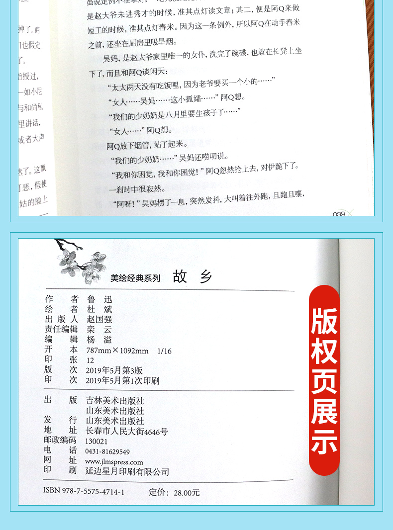 故乡美绘经典系列 学校假期推荐读物鲁迅书籍正版小说畅销书8-12岁小学生三四五年级课外书必读故事经典书目儿童文学读物老师推荐