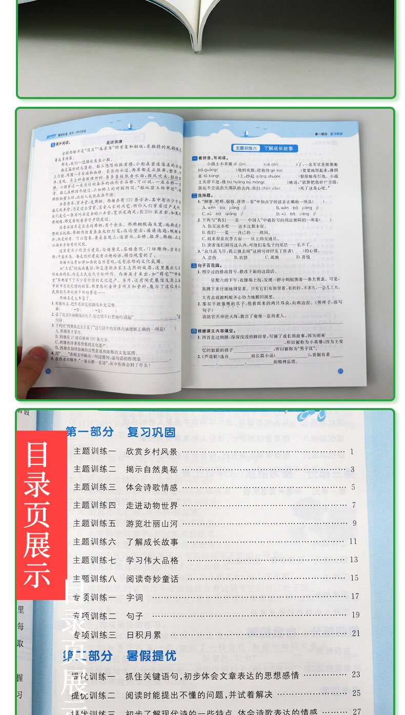 2020阳光同学暑假衔接语文4升5年级-人教版 暑假作业本预习复习同步练习册暑期培训教材训练题辅导班资料RJ版暑假衔接教材资料书