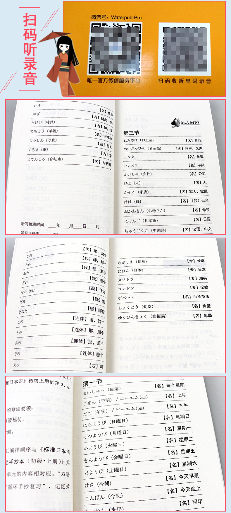 标准日本语5000词汇背诵手册 初级中级词汇一本通 外语学习 日语教程日语考试日本语学习参考书 标准日本语初级中级配套词汇练习