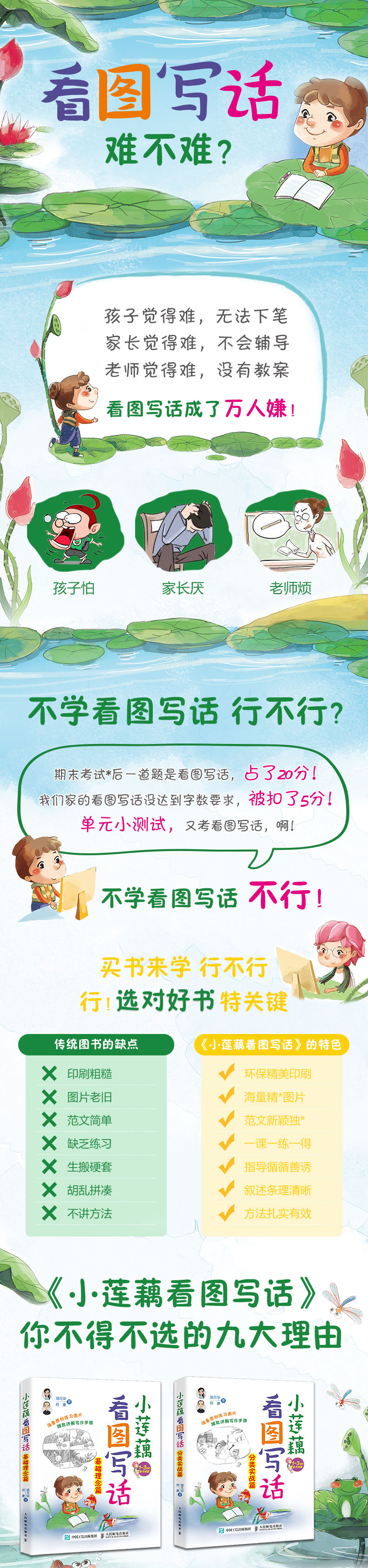 小莲藕看图写话训练分类 实战篇+基础理念篇2册 何捷老师的作文书 小莲藕学作文 1-2-3年级作文书 6-10岁看图写话就三步一二三年级