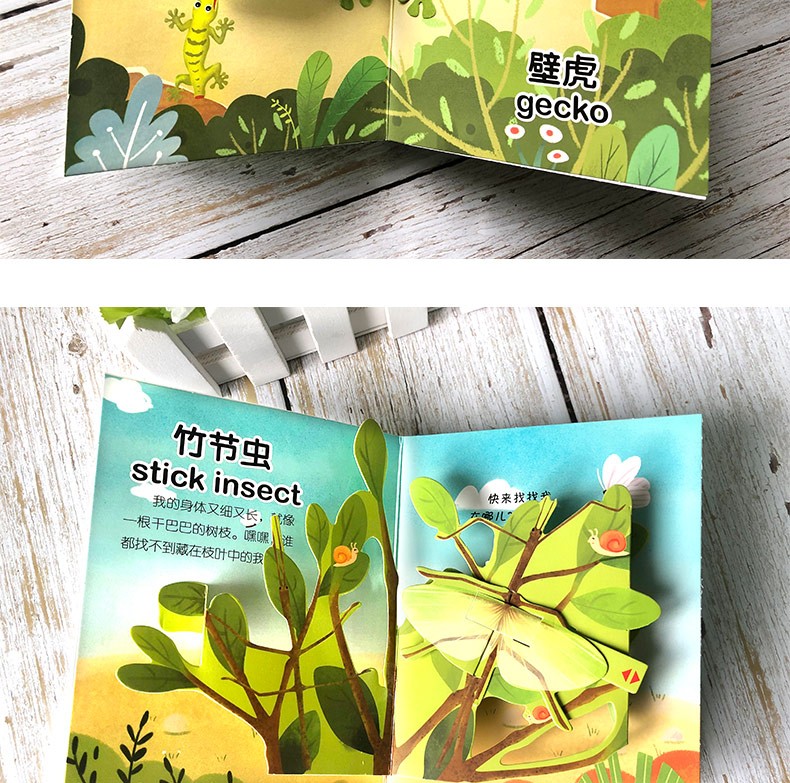 我躲在哪儿 动物认知互动立体场景书 幼儿学前宝宝早教立体书籍 中英文婴儿启蒙洞洞书认知绘本3