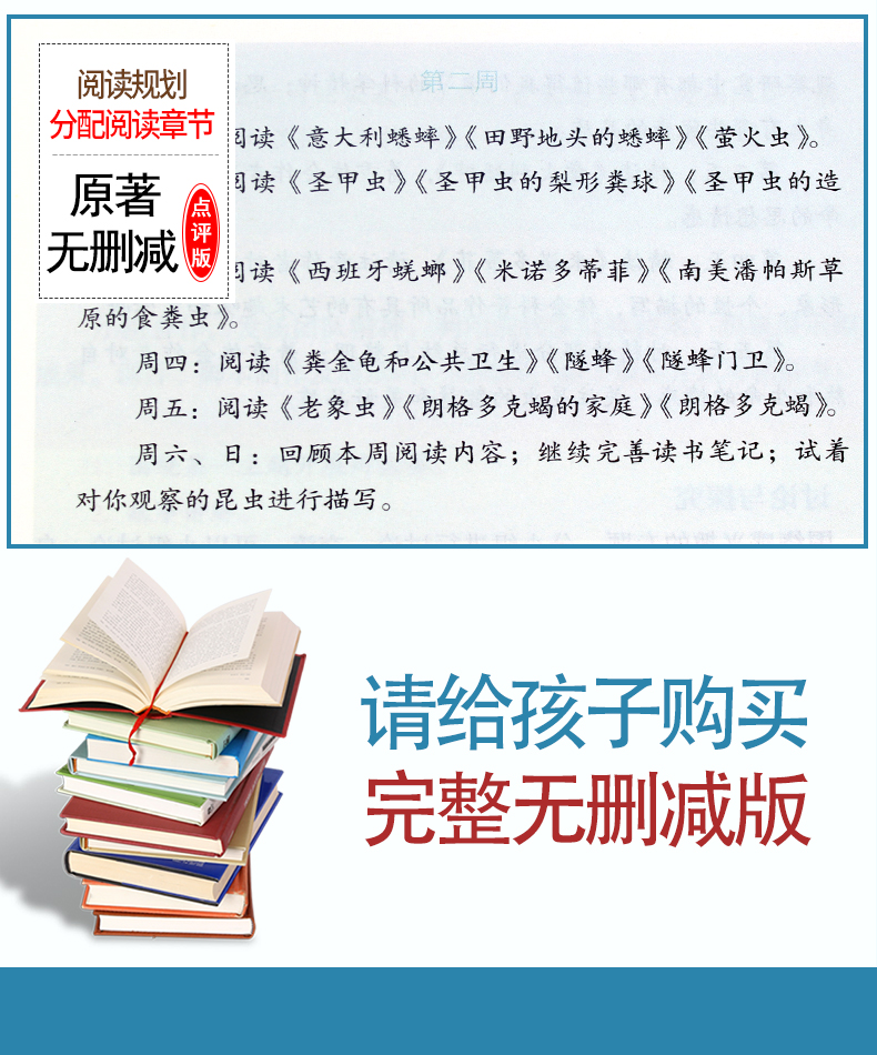 昆虫记正版包邮(人民教育出版社) 8年级上册/推荐书目/初中新编统编语文教材配套阅读/法布尔昆虫记完整版/学校指定人教版T