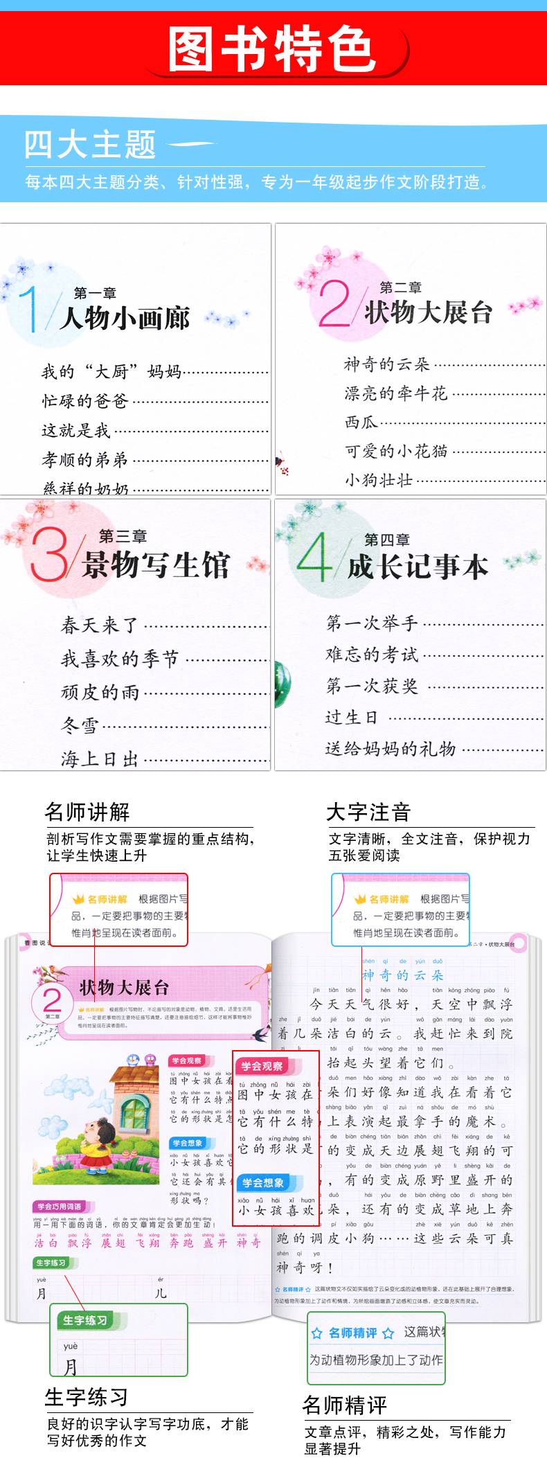 一年级看图说话写话训练(基础篇 提高篇)注音版全2册 黄冈作文书看图说话写话小学生1-2年级作文书入门基础书