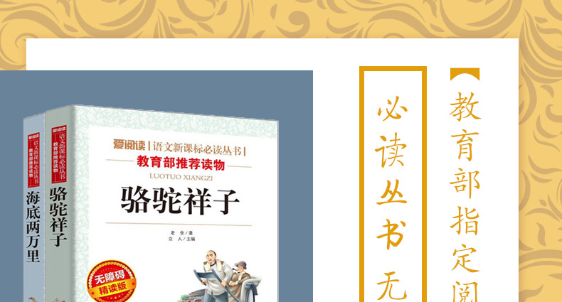 七年级下册必读包邮初中正版初一小说世界名著老舍骆驼祥子海底两万里 青少年中小学生无障碍语文课外阅读书籍 学校指定B
