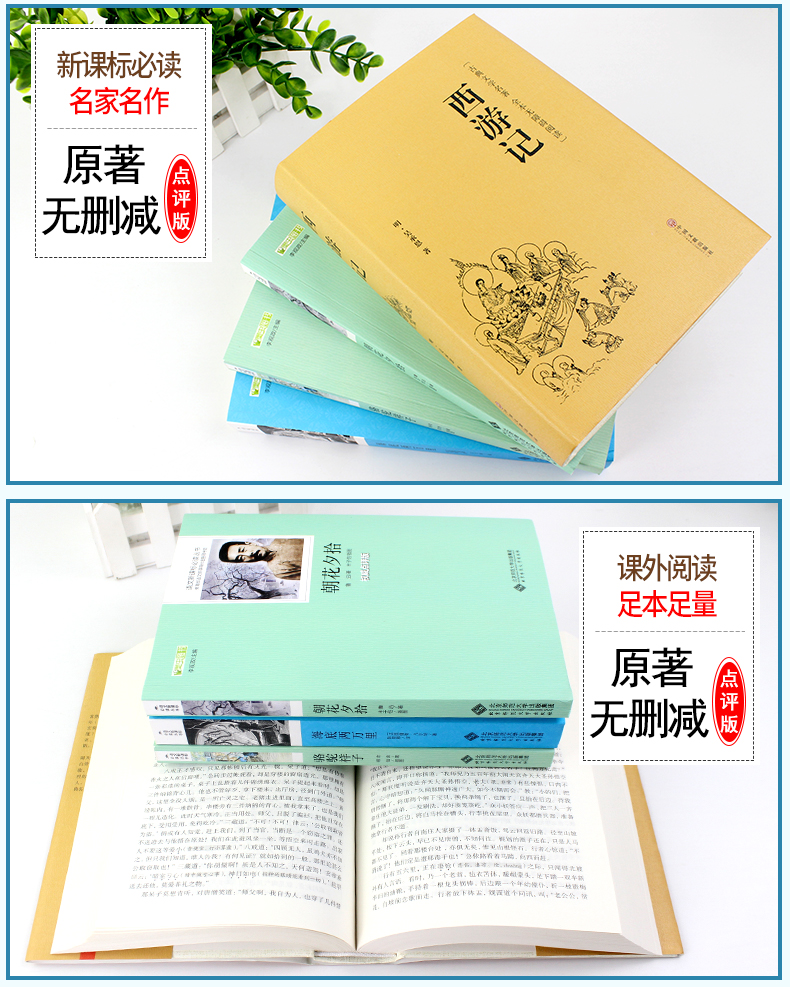 海底两万里和骆驼祥子原著正版老舍的书七年级下册必读课外书全套2本套装初一初中生名著书籍西游记吴承恩原版朝花夕拾鲁迅初中版C