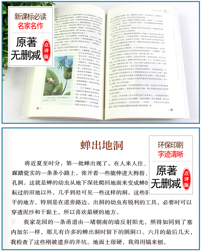 昆虫记正版包邮(人民教育出版社) 8年级上册/推荐书目/初中新编统编语文教材配套阅读/法布尔昆虫记完整版/学校指定人教版T