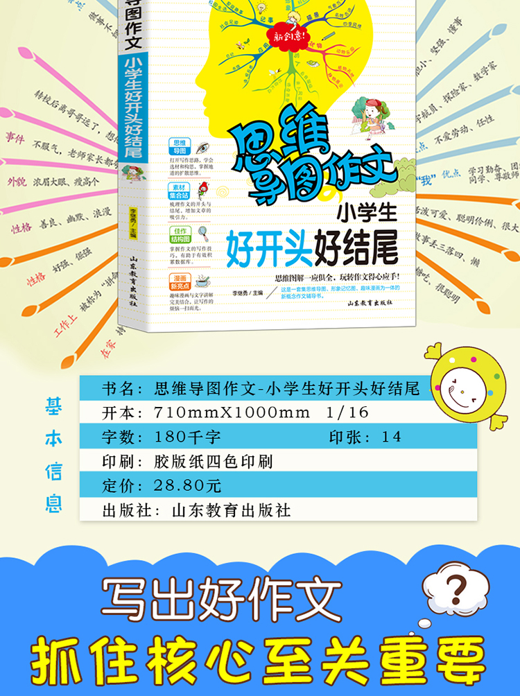 思维导图作文：小学生好开头好结尾/集思维导图 形象记忆图 趣味漫画为一体的新概念作文辅导书