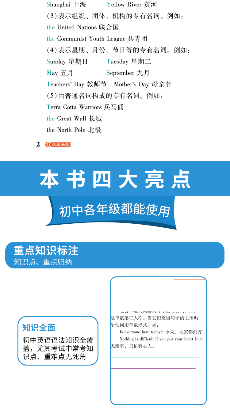 初中英语语法大全 一本通口袋书 中考初一初二至初三中学全解逻辑 中学生语法本笔记 英语零基础专项训练加油站七年级天天背人教