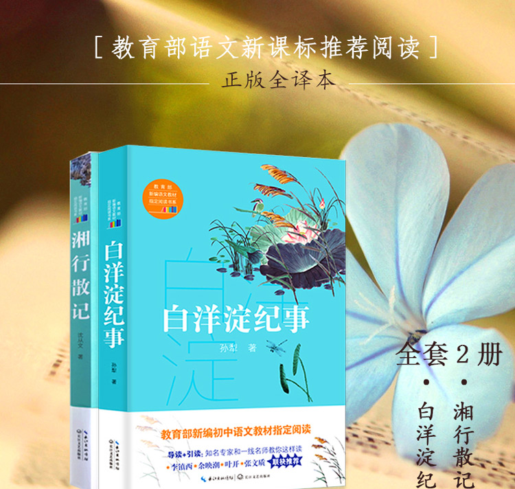 白洋淀纪事孙犁湘行散记沈从文原著正版 初中生必读版人教版语文七年级指定阅读名著读物书籍全套中学生12-13-16岁读课外书