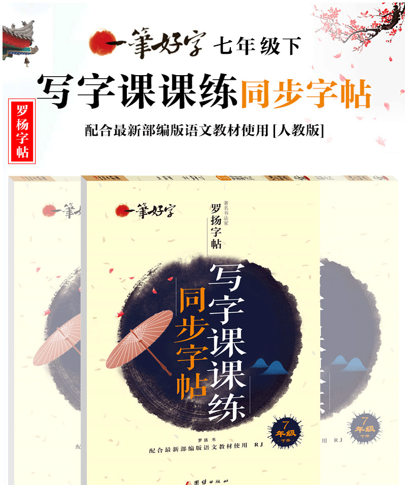 一笔好字 写字课课练 七年级下册 RJ人教版 初中生7年级下学期语文同步写字 带蒙纸练字罗扬字帖