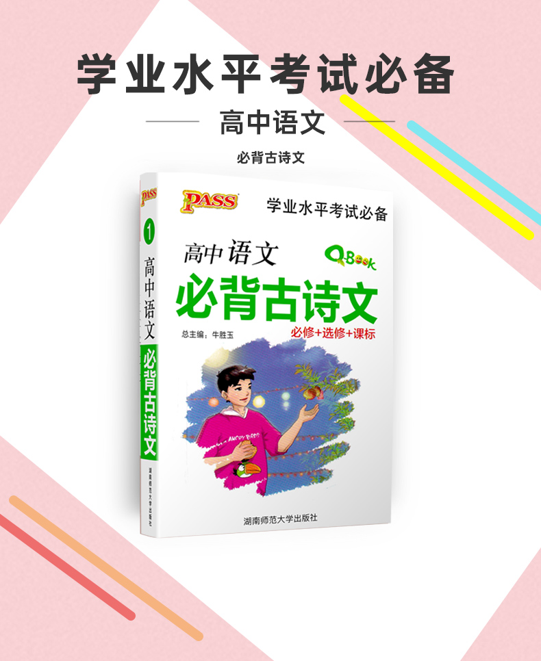 2020PASS绿卡图书1 QBook系列高中语文必背古诗文必修+选修+课标128K 高一高二高三高中通用小高考资料 掌中宝口袋书高中基础知识