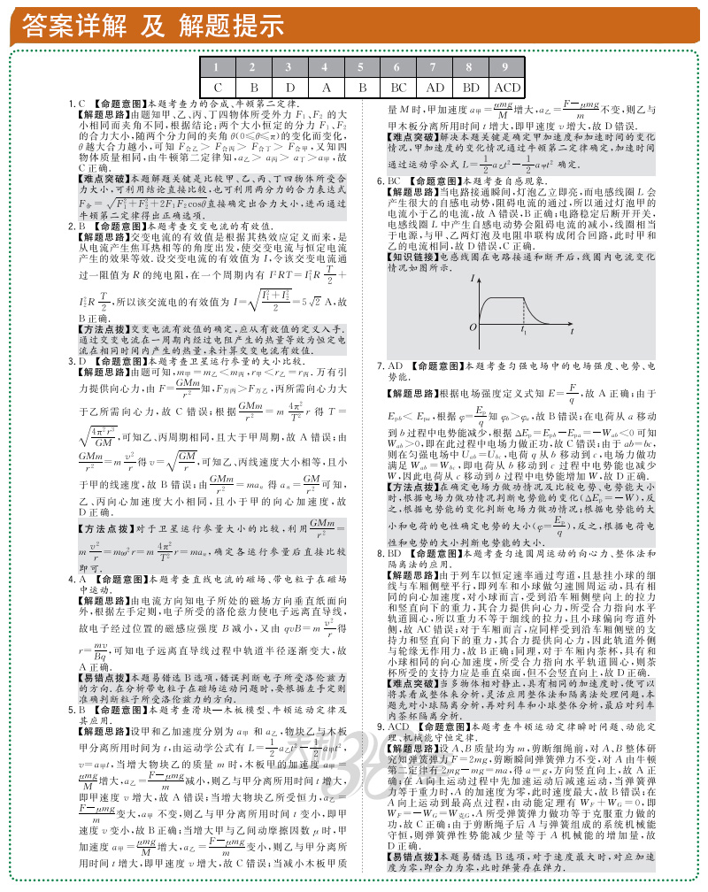 2020新版天利38套物理江苏省高考模拟试题汇编物理 高中总复习模拟试卷测试题物理试题集高考基础提高拓展冲刺考试卷真题答案详解