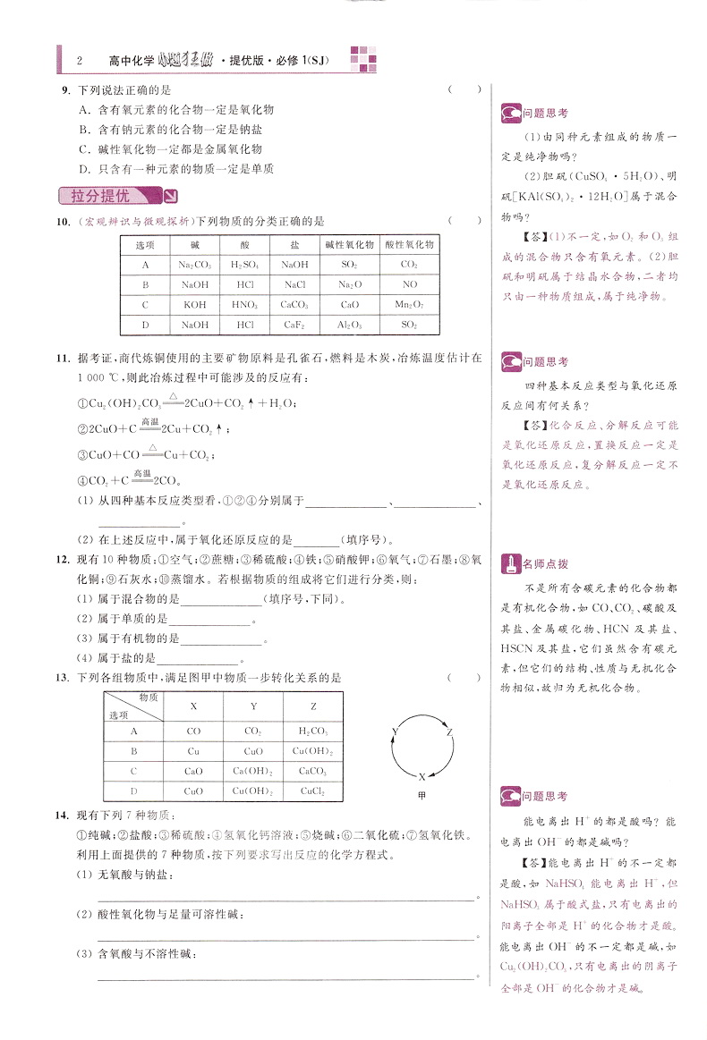 2020恩波教育高中化学小题狂做提优版必修一SJ版高一化学必修1苏教版中教材同步提优突破精讲全解3合1练习附答案全解精析检测卷