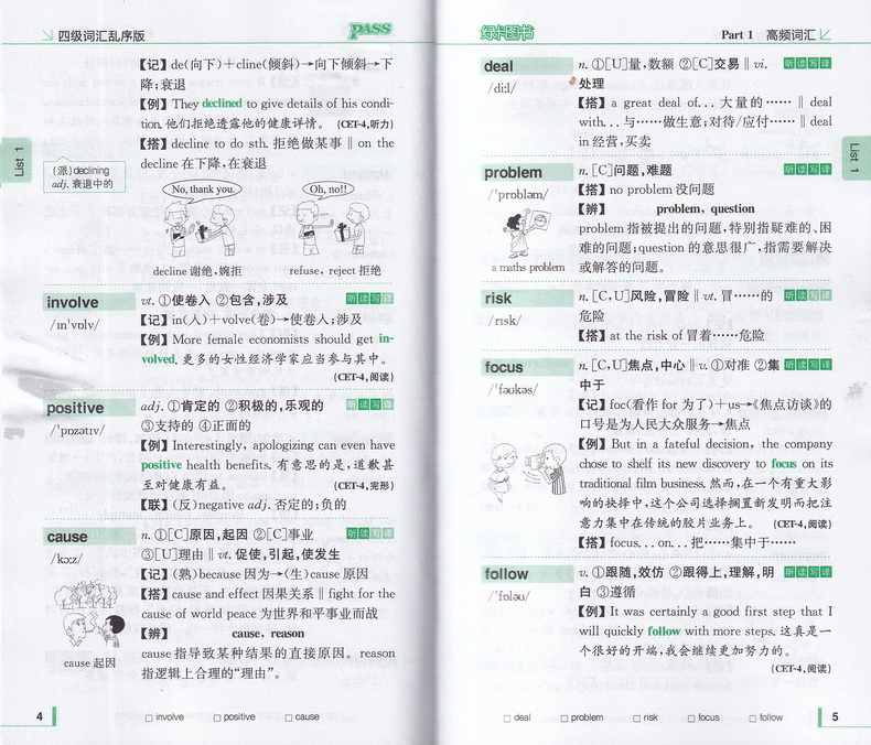 2020PASS绿卡新标准新题型新大纲四级词汇乱序版 大学英语四级词汇本 大学四六级英语辅导手册四级单词背诵口袋书教辅资料