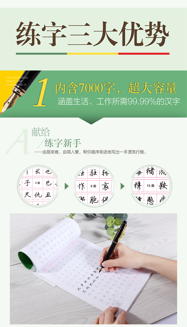 华夏万卷吴玉生行楷字帖7000常用字初中生高中生大学生成人公务员练字行楷体速成中性笔钢笔字帖硬笔书法练字本行书速成入门字帖