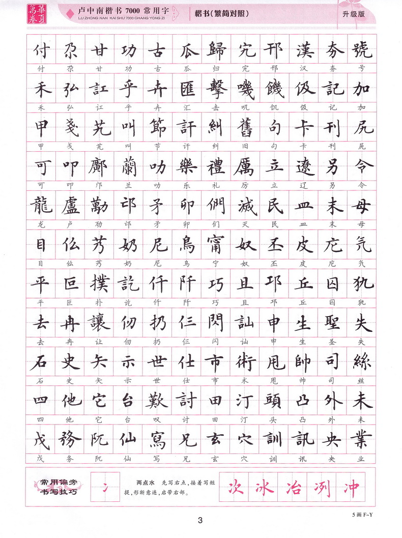 华夏万卷卢中南楷书字帖7000常用字初中生高中生大学生成人公务员练字行楷体速成中性笔钢笔字帖硬笔书法练字本行书速成入门练字板