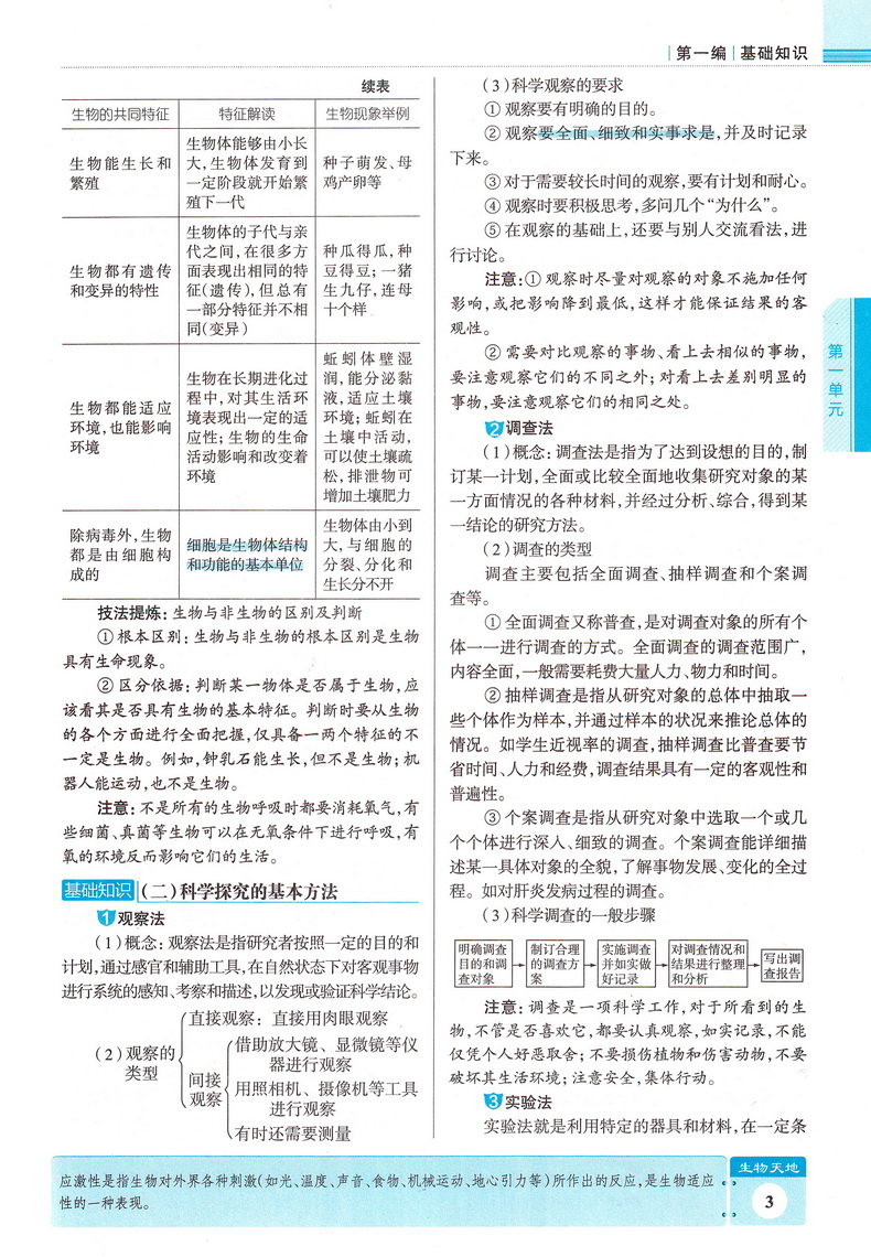 2020-2021年用金星教育初中生物基础知识手册第十一次修订初一初二初三通用教辅书2020中考总复习资料教材考点同步全解知识清单