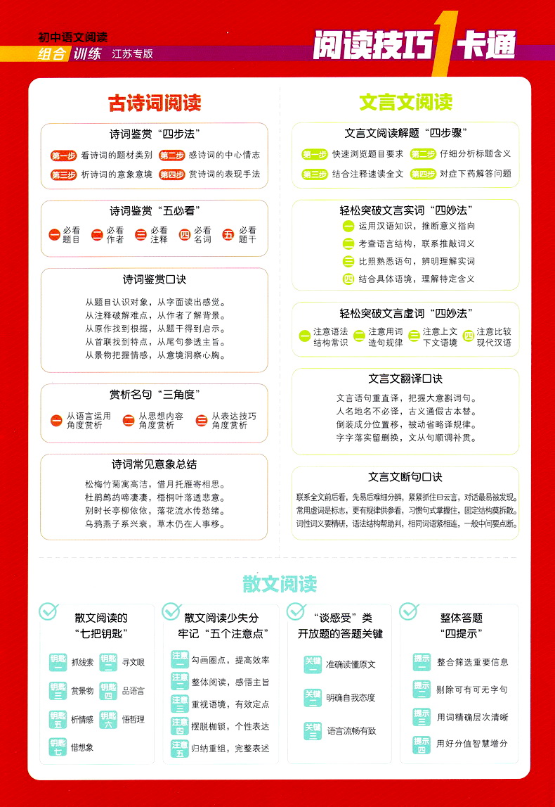 2020春通城学典初中语文阅读组合训练 七年级下册江苏专版初一7年级下SJ版苏教版语文专项现代文文言文古诗词散文说明文阅读组合