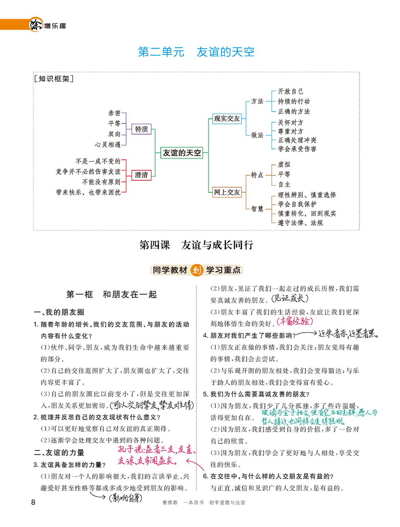 2021一本涂书初中道德与法治初一初二初三通用教材全解初中政治题库七八九年级上册下册基础知识手册大全学霸笔记中考总复习教辅书