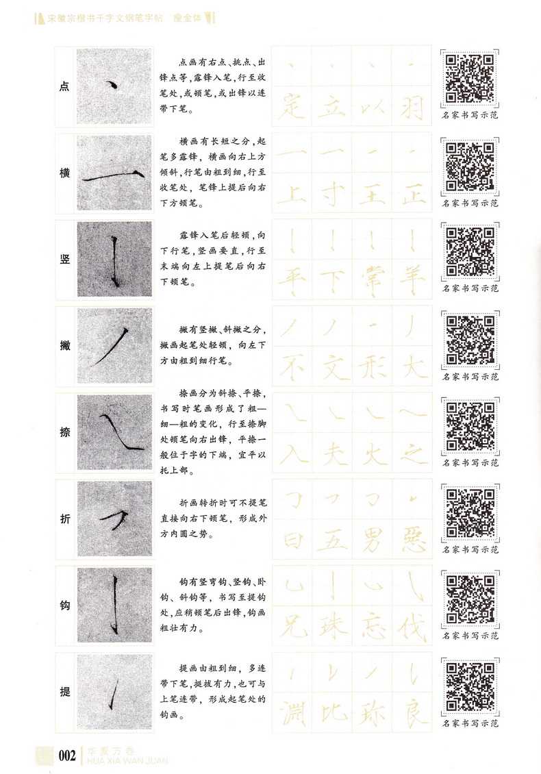 华夏万卷宋徽宗楷书千字文瘦金体钢笔字帖 硬笔钢笔书法中性笔练习临摹行楷字帖中学生成人通用7-9级书法等级考试字帖附教学视频