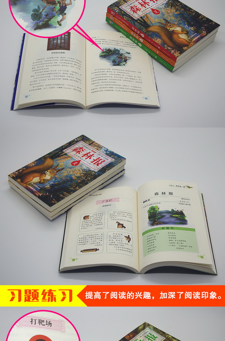 送考点】森林报春夏秋冬全四册全集彩绘本 小学生三四五六年级必读课外书7-10-15岁2019老师推荐阅读书籍8-12周岁儿童文学故事读物