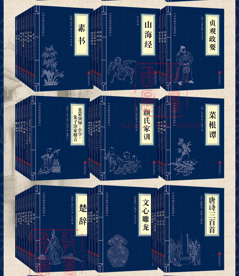 中华国学经典套装126册诗经 易经 史记曾国藩家书 四书五经鬼谷子 道德经山海经资治通鉴 唐诗三百首